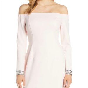 Crystal Cuff Off the Shoulder Long Sleeve Crepe